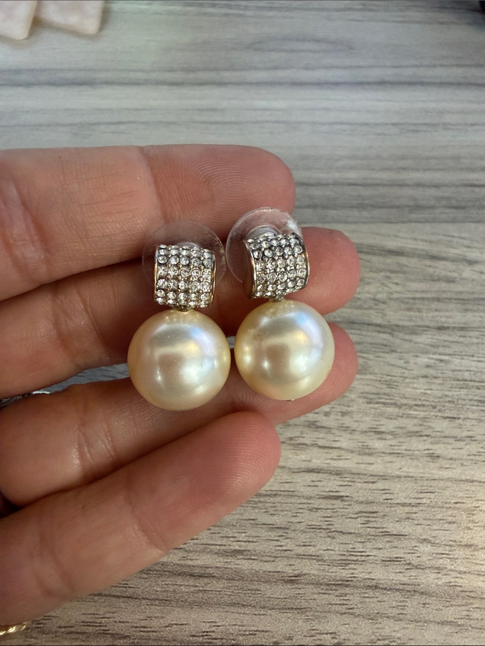 Brighton Pearl Drop Earrings with Crystal Pavé Tops - Ivory